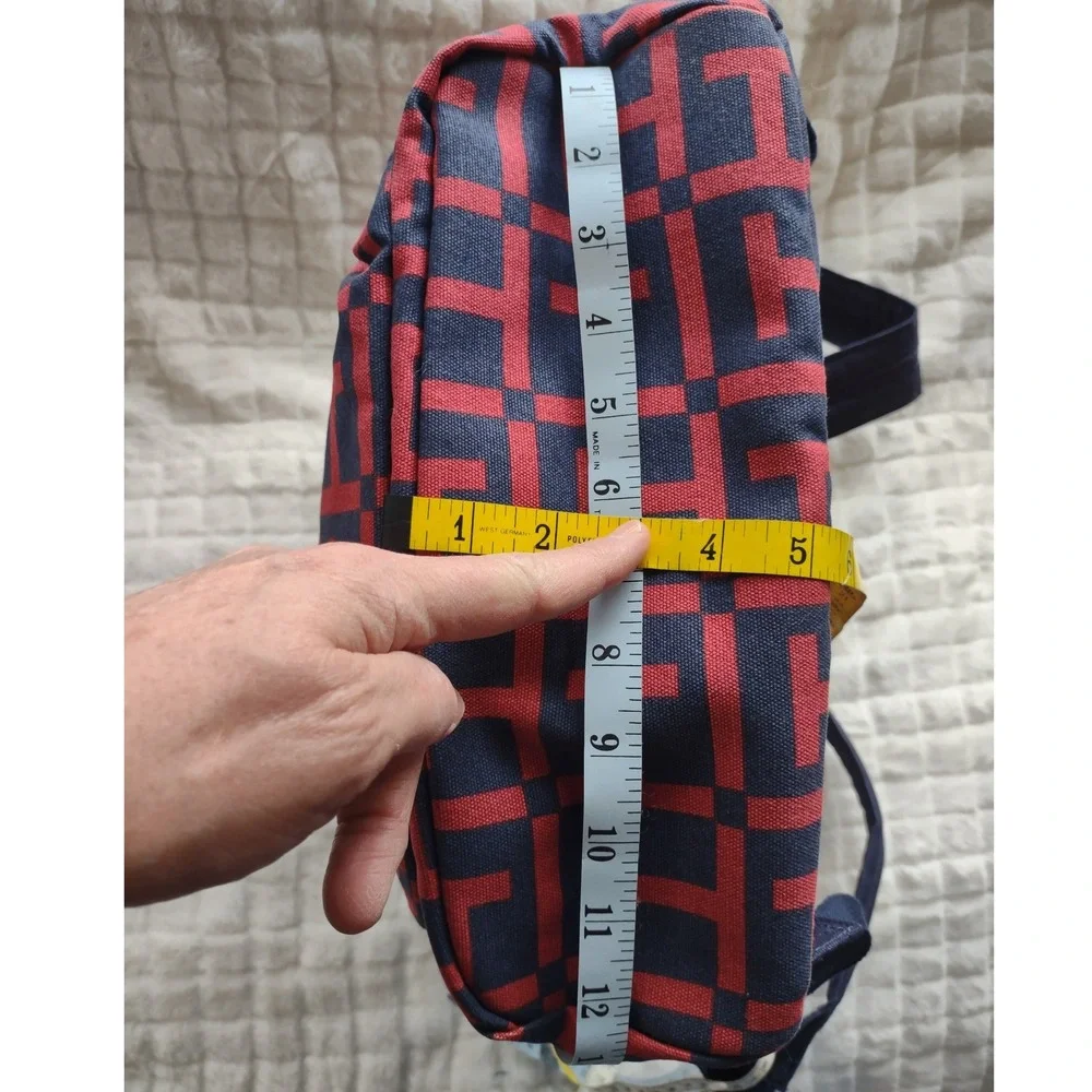 Tommy Hilfiger Backpack Red Navy Geometric Logo Print‎